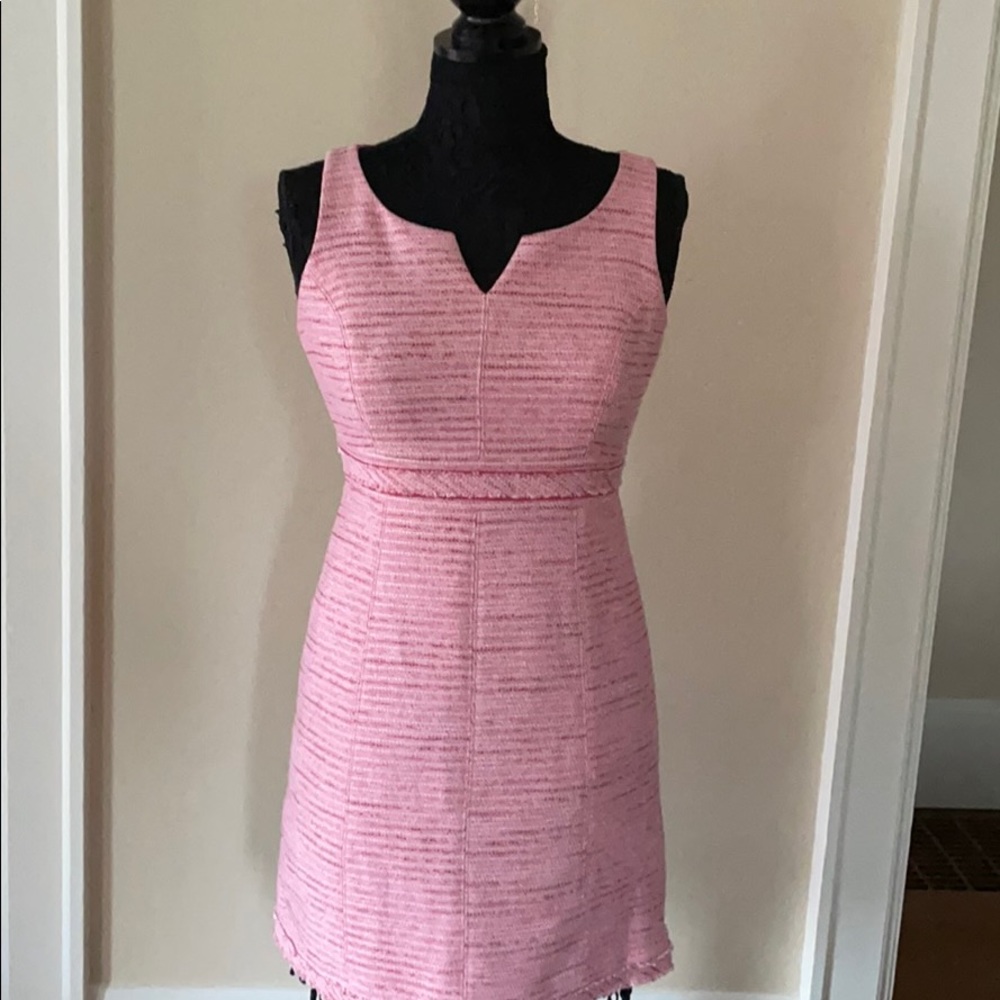 White House Black Market pink tweed dress